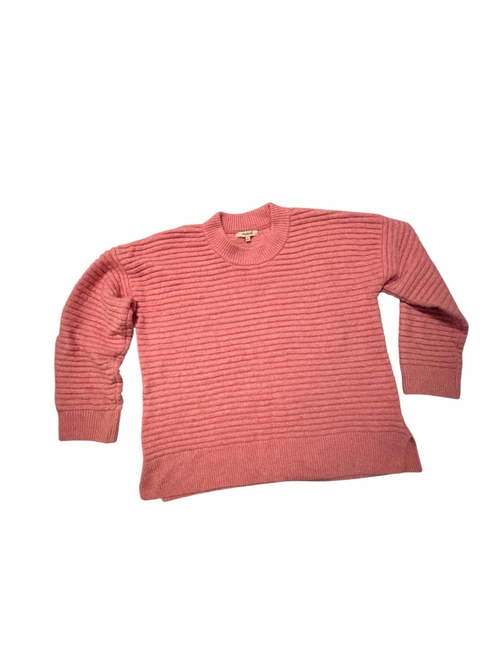 Madewell Ribbed Crewneck Sweater in Rose Pink MED